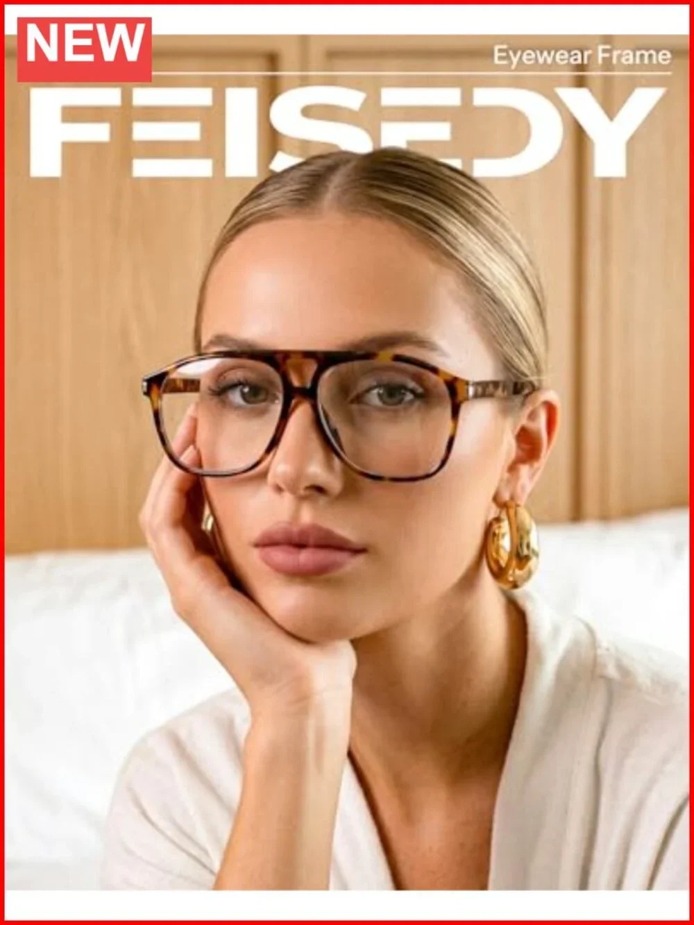 Oversized Aviator Eyeglasses Tortoise Trendy Retro Unisex Square Frame